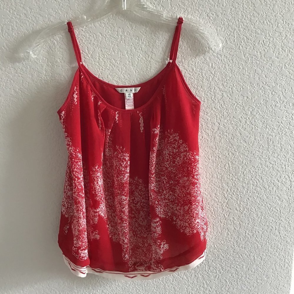 CAbi RED AND CREAM TANK TOP X SMALL